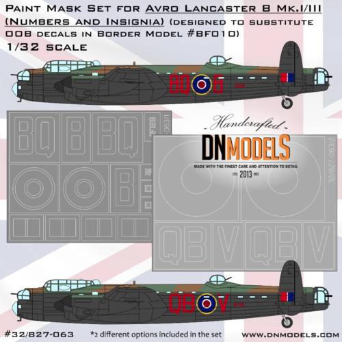 1:32 Avro Lancaster B.Mk.I/III /Border Model/ Insignia and Numbers Paint Mask Set