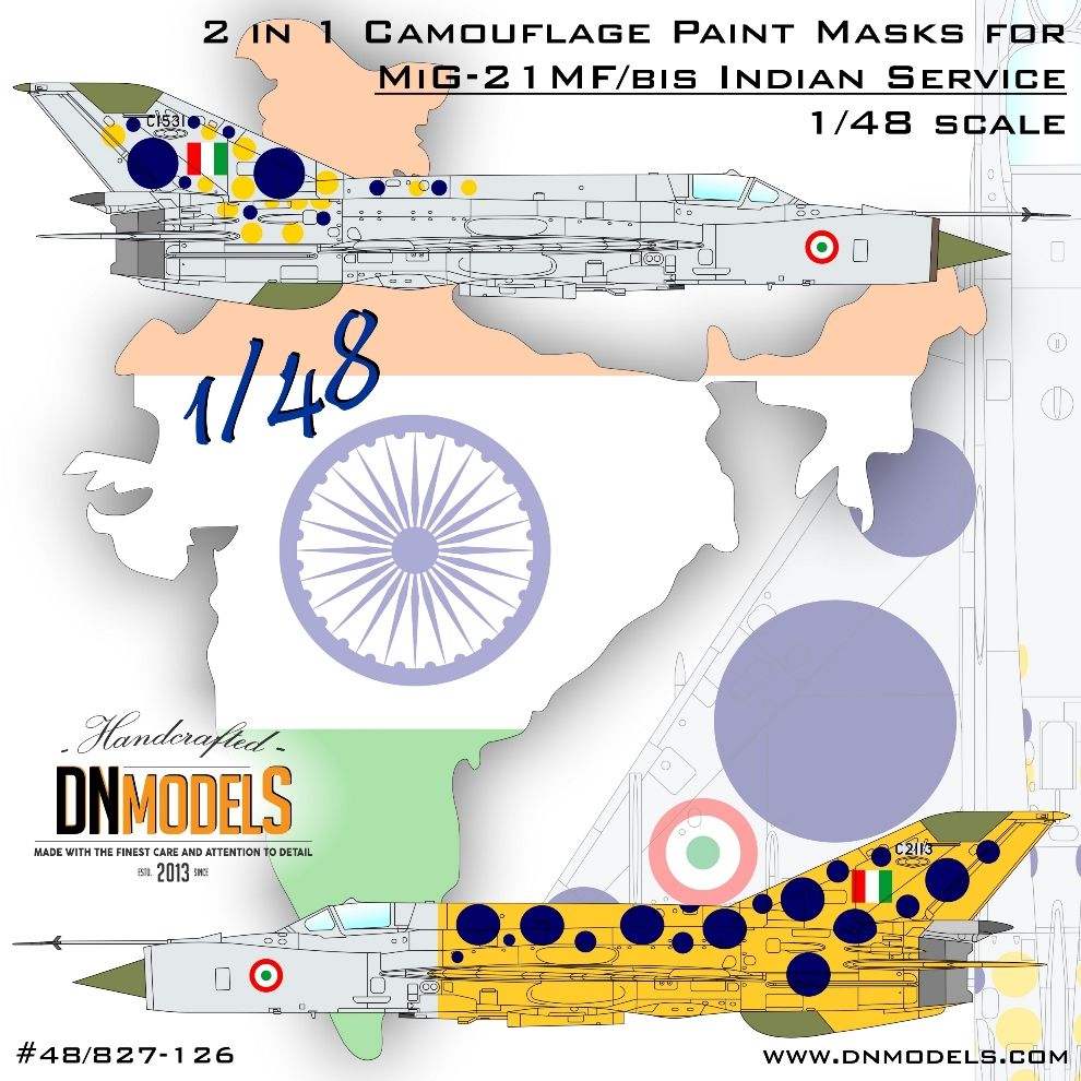 1:48 MiG-21MF / MiG-21bis Indian Service 2 in 1 Paint Masks Set