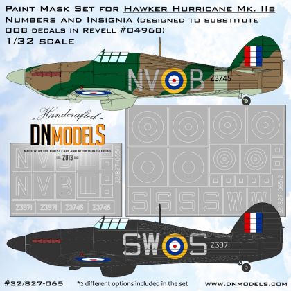 1:32 Hawker Hurricane Mk.IIb Numbers & Insignia Paint Mask Set for Revell #04968