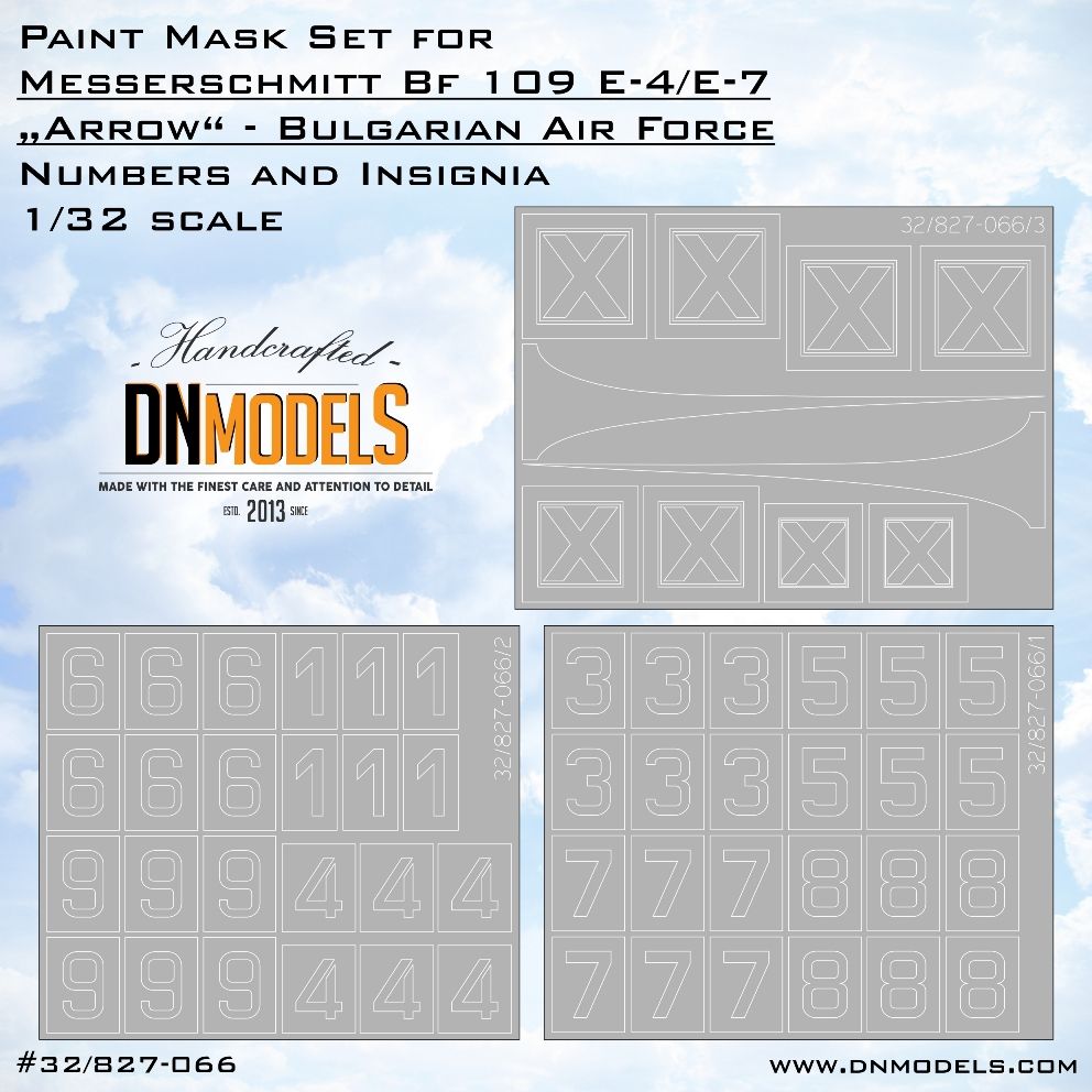 1:32 Messerschmitt Bf 109 E-4/E-7 Arrow Bulgarian Air Force Numbers & Insignia