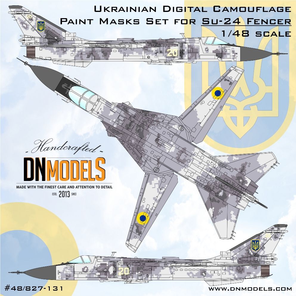 1:48 Su-24 Fencer Ukrainian Digital Camo & Insignia Paint Masks Set