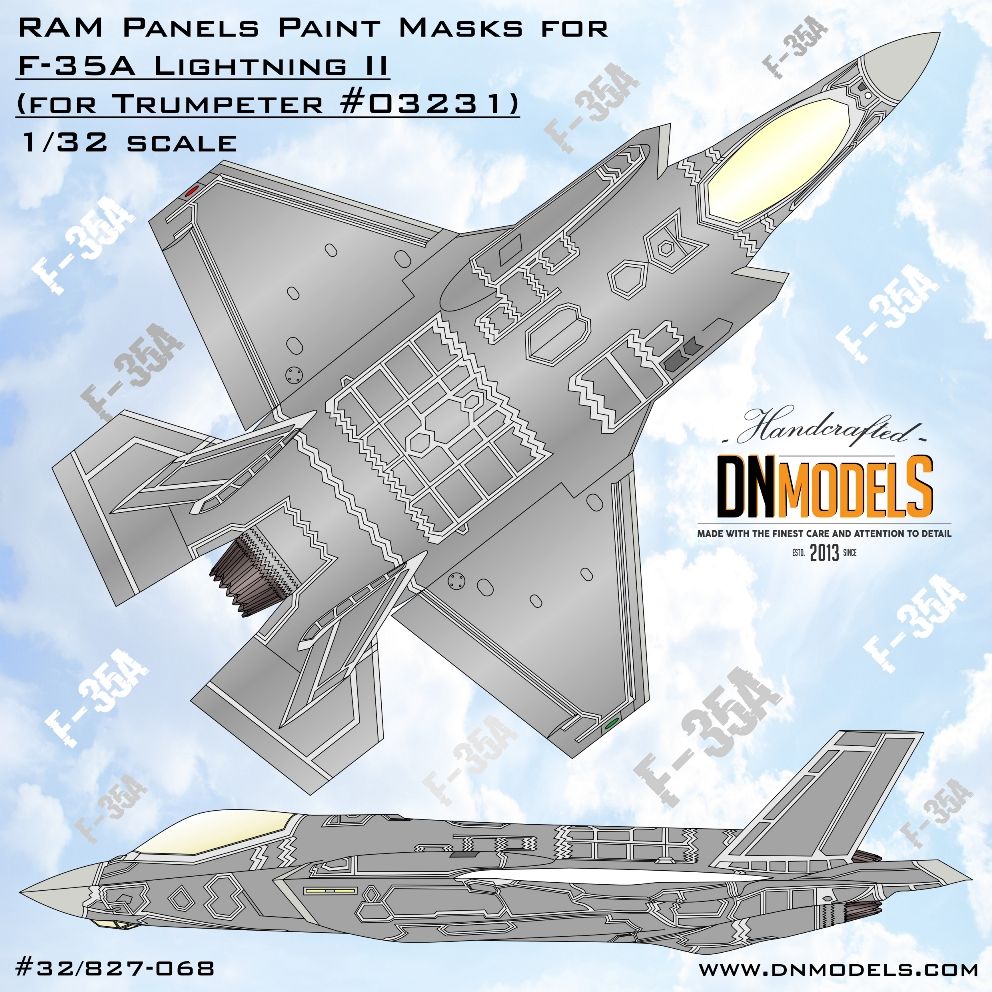 1:32 F-35A Lightning II RAM Panels Paint Masks Set for Trumpeter