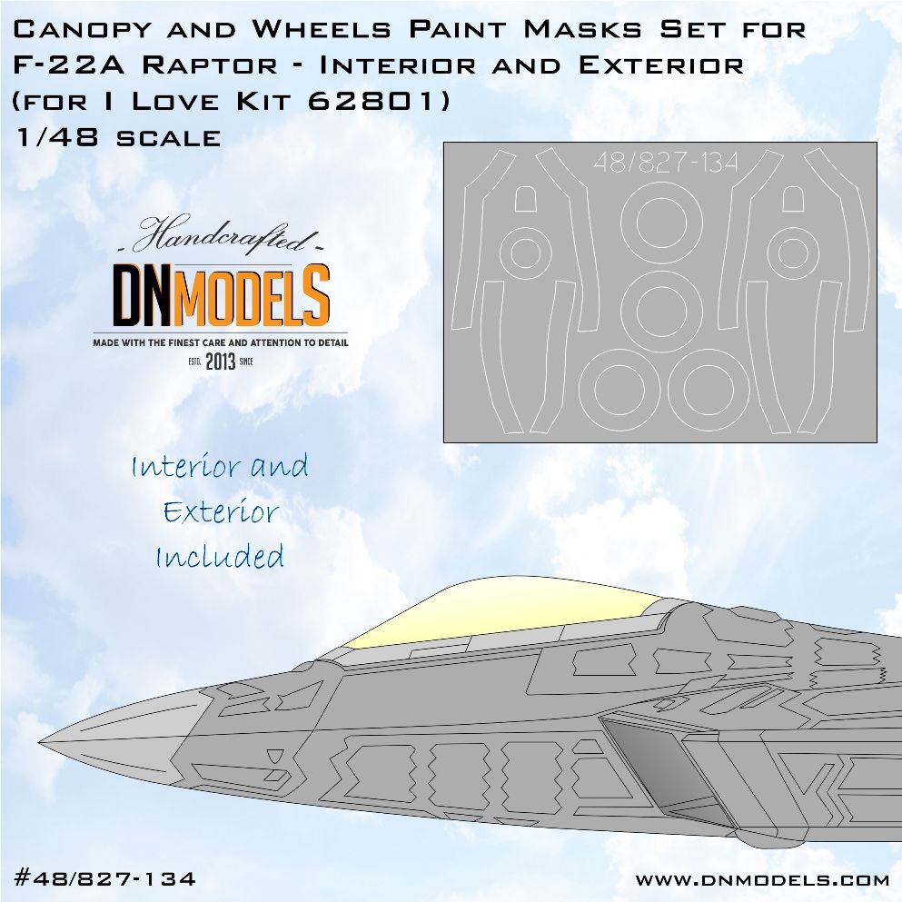 1:48 F-22 Raptor Canopy, HUD & Wheels Paint Masks /I Love Kit/
