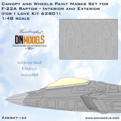 1:48 F-22 Raptor Canopy, HUD & Wheels Paint Masks /I Love Kit/