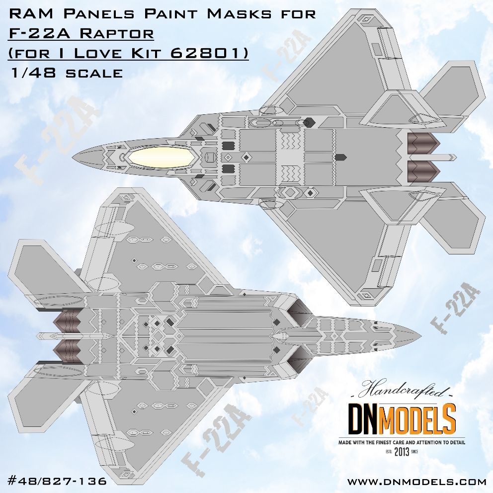 1:48 F-22 Raptor RAM Panels Paint Masks Set for I Love Kit