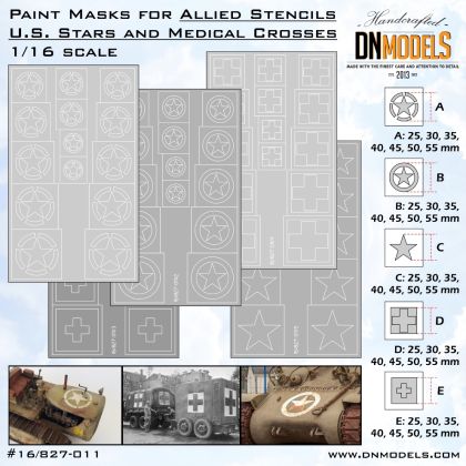 1:16 Allied Stencils US Stars & Medical Crosses Paint Mask Set