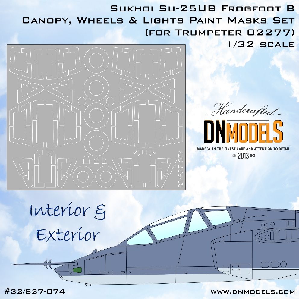 1:32 Sukhoi Su-25UB Frogfoot B Canopy, Wheels & Lights Paint Masks Set