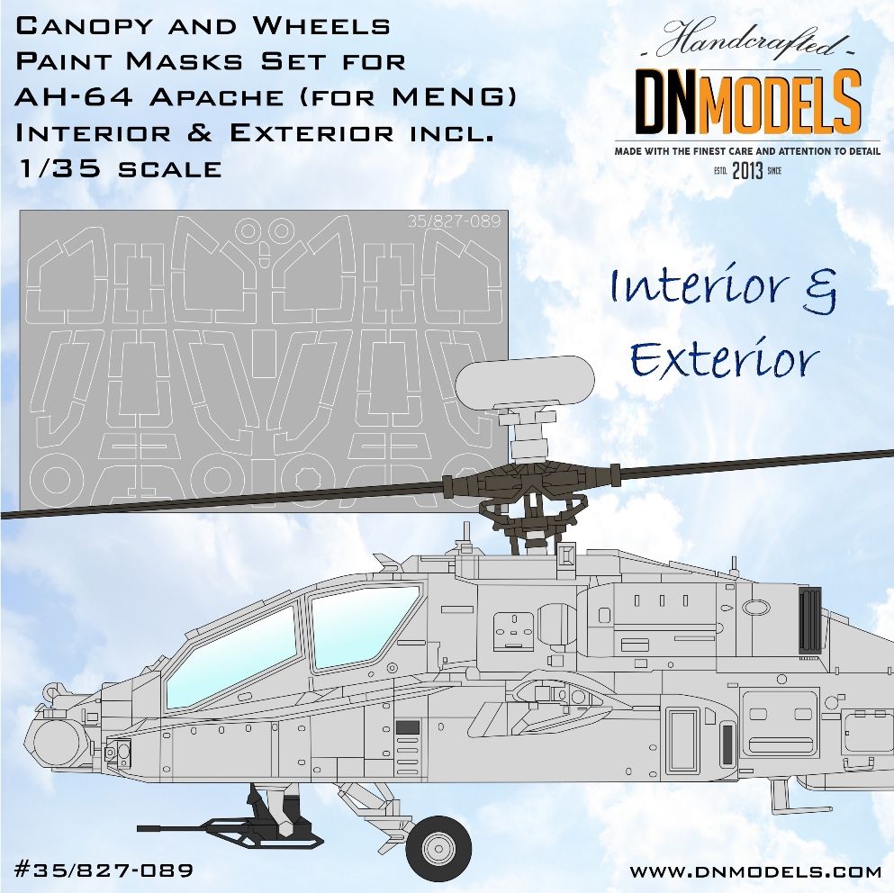1:35 AH-64 Apache Canopy & Wheels Paint Masks Set /MENG/