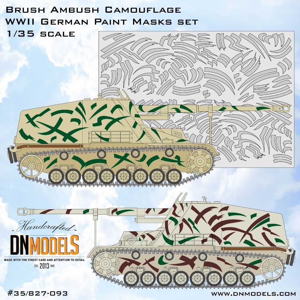1:35 German WWII Brush Ambush Camouflage Paint Mask Set