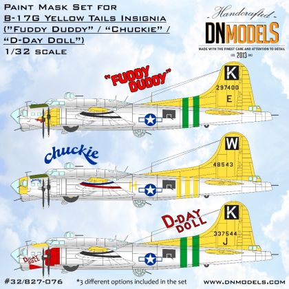 1:32 B-17G Flying Fortress Yellow Tails Insignia Paint Mask Set