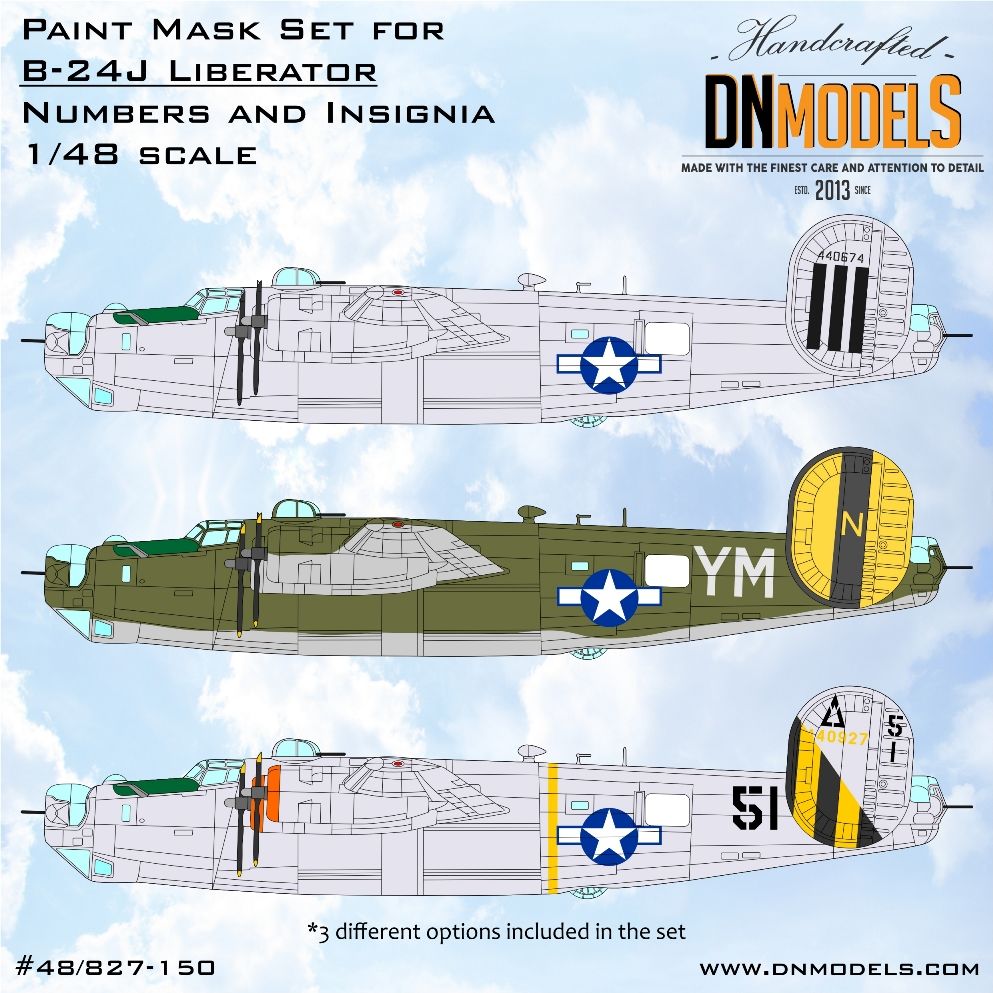 1:48 B-24J Liberator Insignia & Numbers Paint Mask Set