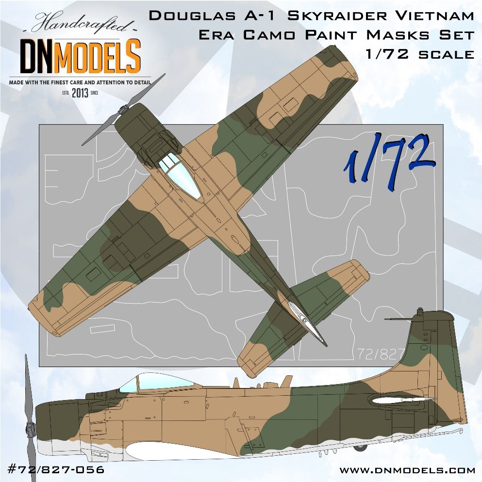 1:72 Douglas A-1 Skyraider Vietnam Era Camouflage Paint Masks Set 