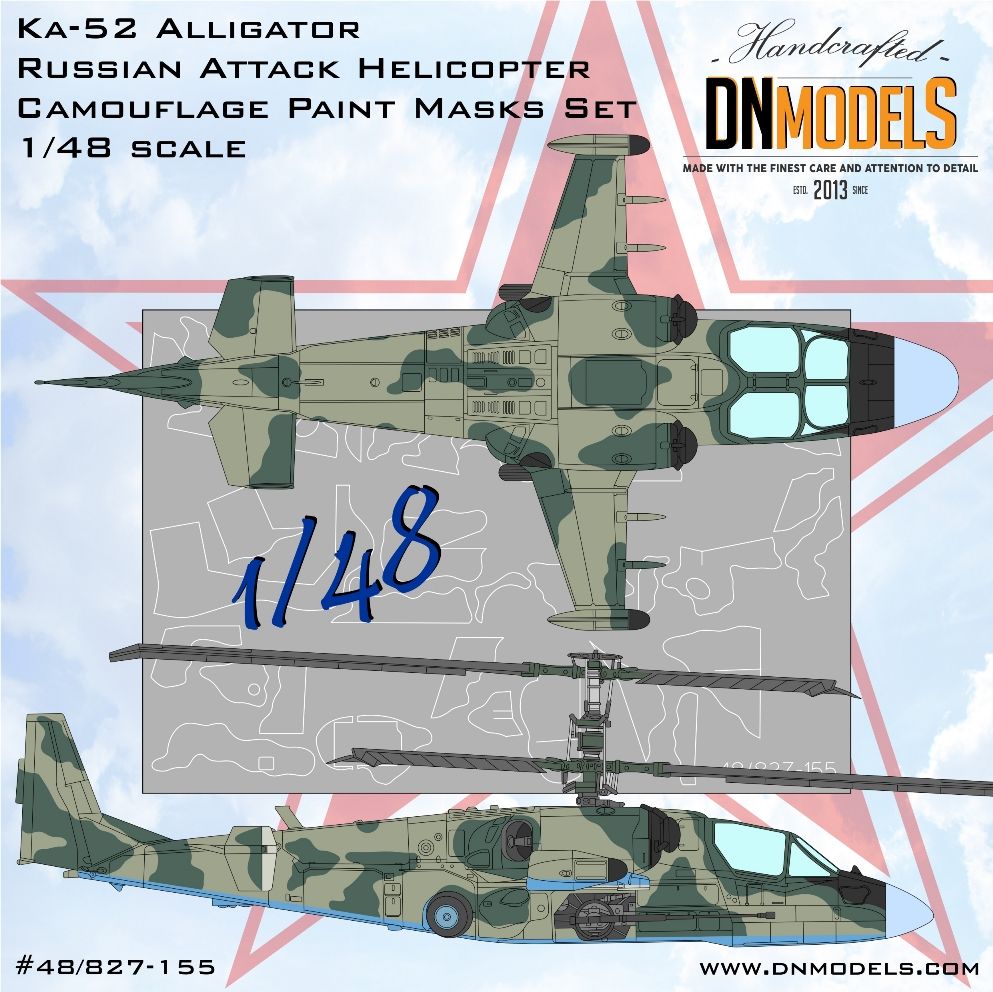 1:48 Ka-52 Alligator Russian Attack Helicopter Camouflage Paint Masks Set 