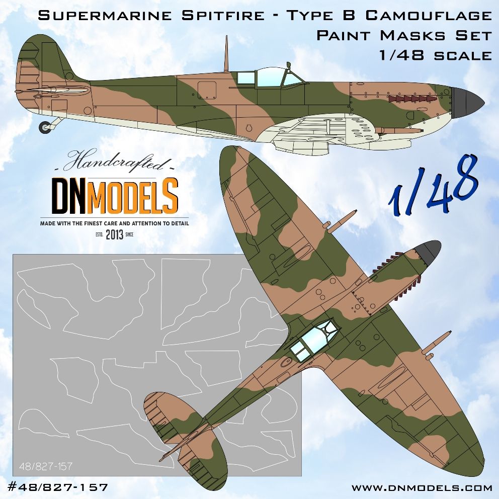 1:48 Supermarine Spitfire Type B Camouflage Paint Masks Set