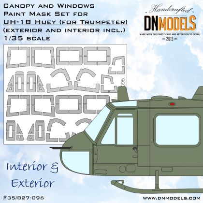1:35 UH-1B Huey Canopy and Windows Paint Mask Set