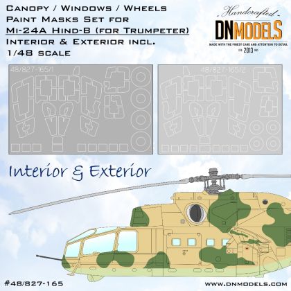 1:48 Mi-24A Hind B Canopy, Windows & Wheels Paint Mask set – interior & exterior