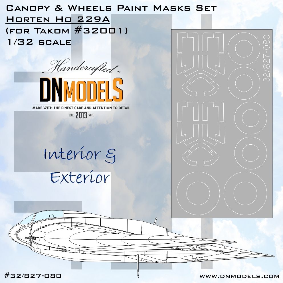 1:32 Horten Ho 229A Canopy & Wheels Paint Masks Set