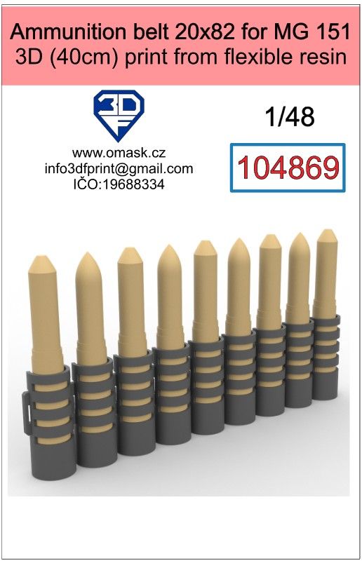 1:48 Ammunition belt 20x82 for MG 151 (40cm) print from flexible resin