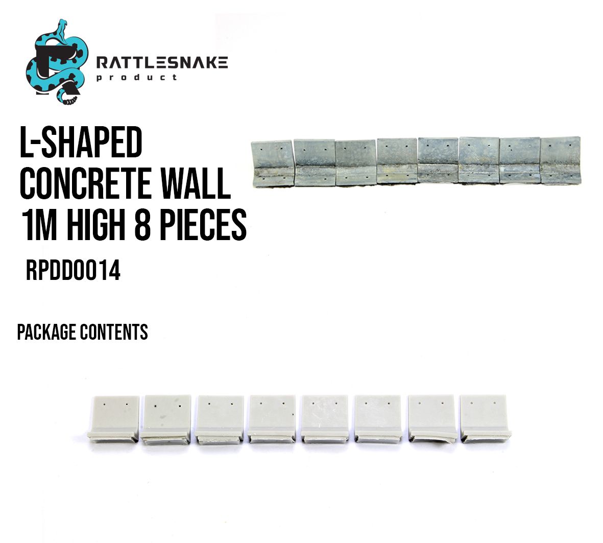1:72 L-shaped concrete wall 1m high