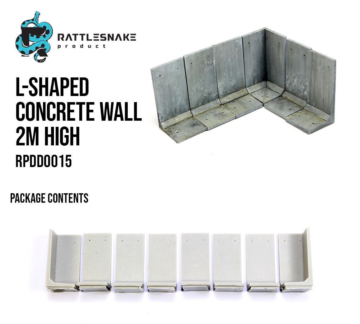 1:72 L-shaped concrete wall 2m high