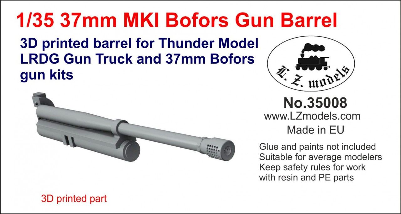 1:35 LRDG Gun Truck/37mm MKI Bofors Gun Barrel for Thunder Model