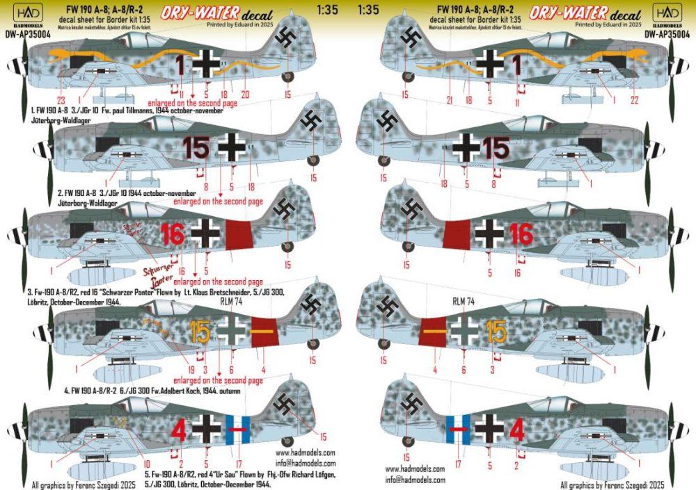 1:35 Decal Fw 190 A-8 / A-8/R-2 (dry-water)