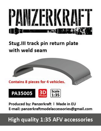 1:35 Stug.III G late track pin return plate with weld seam, MIAG and Alkett, for 4 vehicles