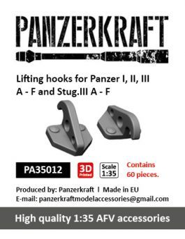 1:35 Lifting hooks for Panzer I, II, III A - F and Stug.III A - F, 60 pcs.