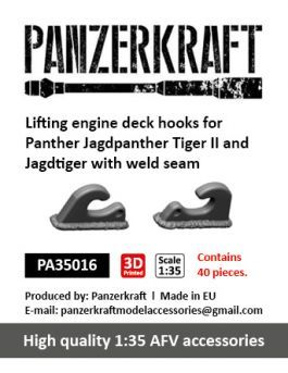 1:35 Lifting engine deck hooks for Panther, Jagdpanther, Tiger II and Jagdtiger with weld seam, 40 pcs.