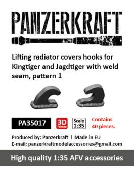1:35 Lifting radiator covers hooks for Kingtiger and Jagdtiger with weld seam, pattern 1, 40 pcs.