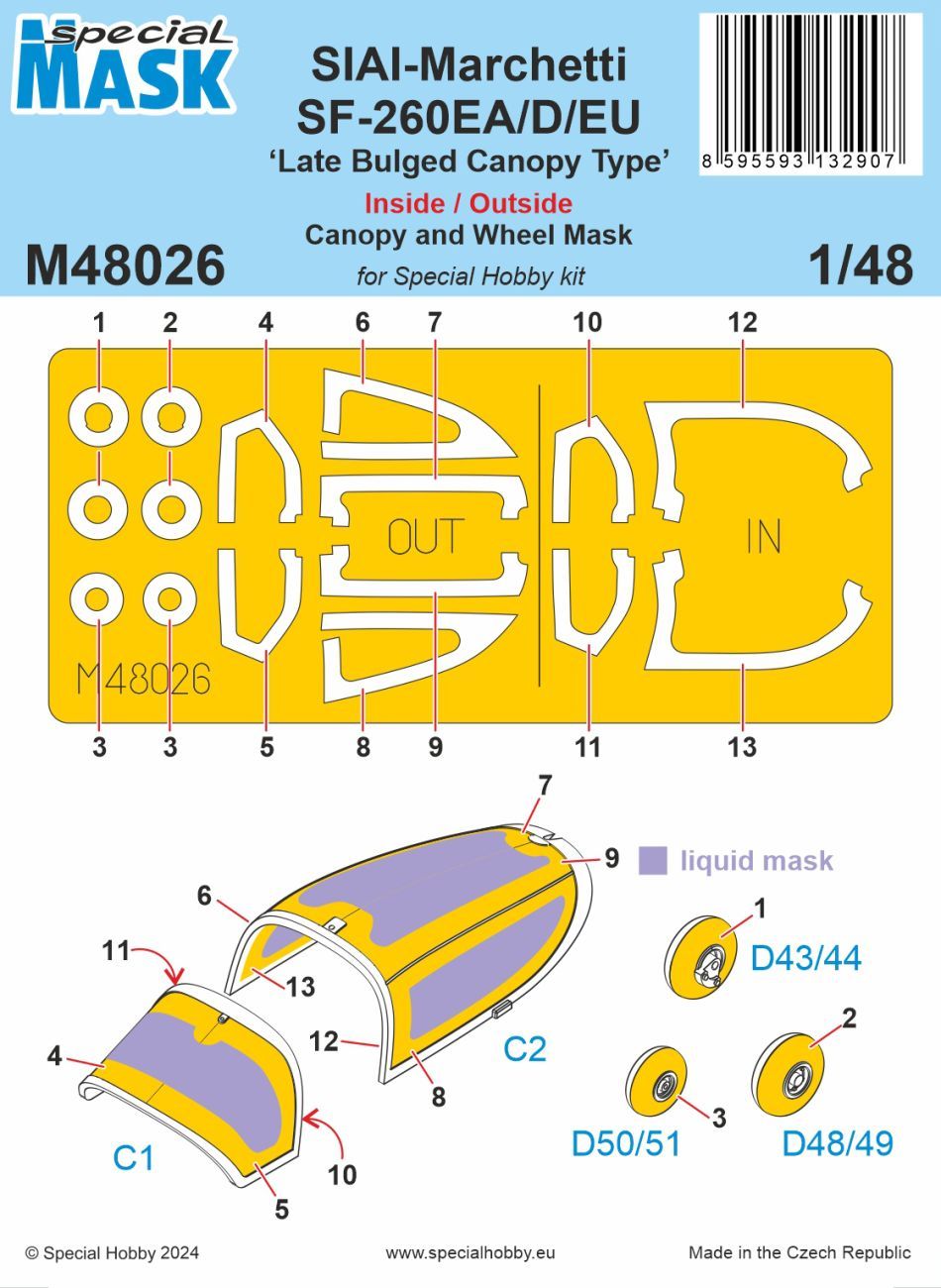 1:48 SF-260EA/D/EU ‘ Late Bulged Canopy Type’ MASK