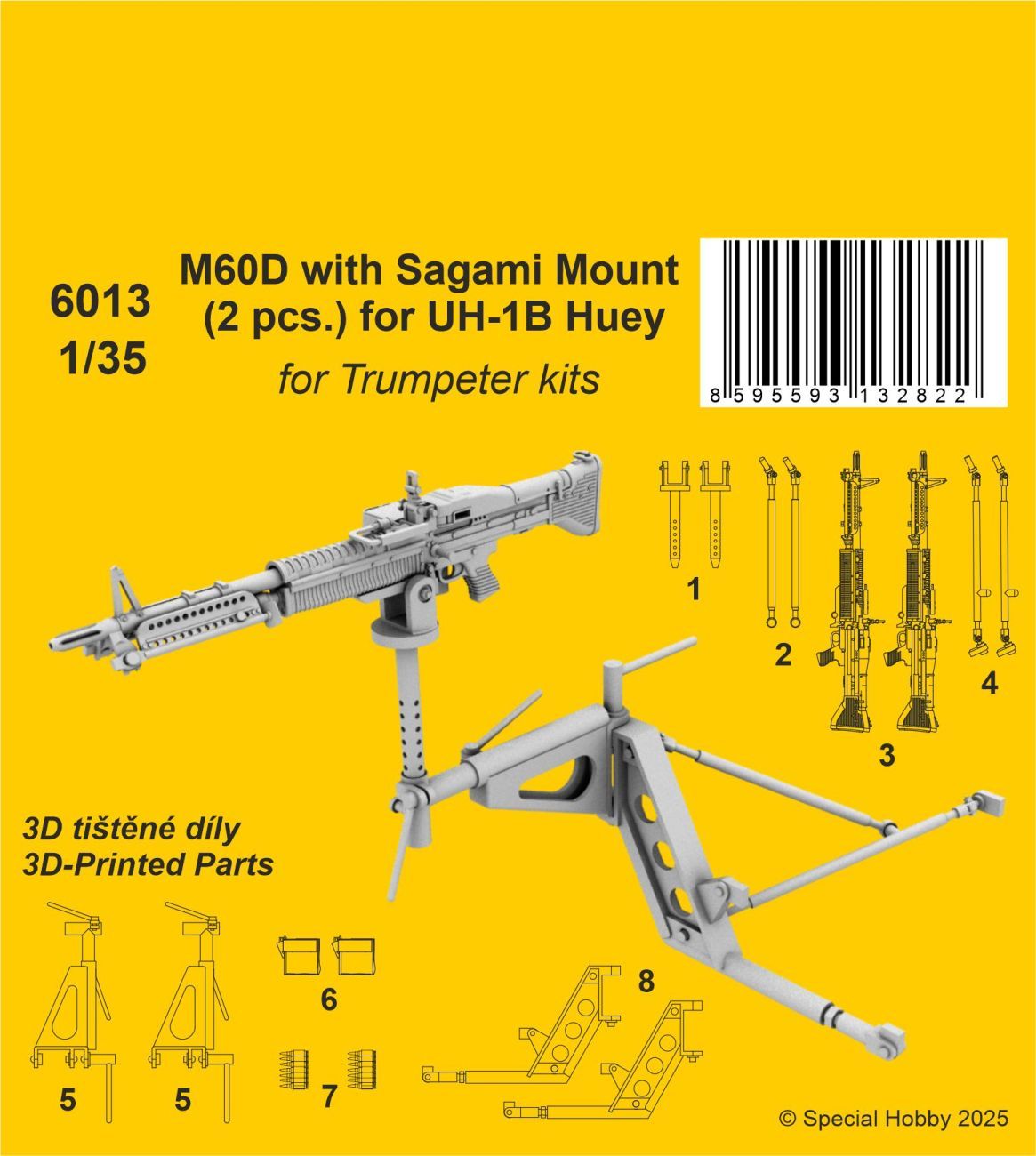 1:35 M60D with Sagami Mount (2 pcs.) for UH-1B Huey for Trumpeter kit