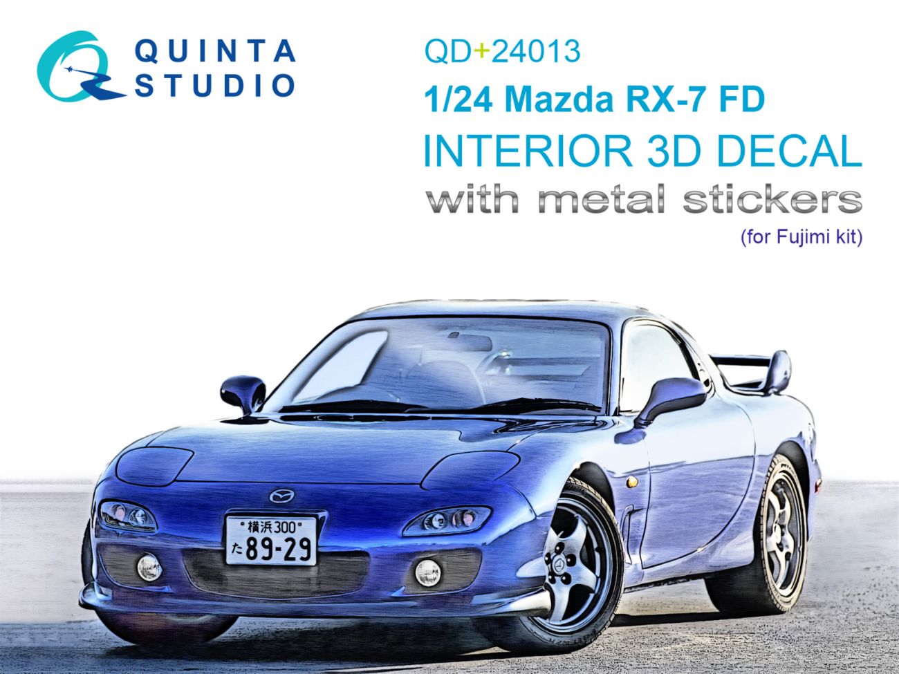 1:24 Mazda RX-7 FD 3D-Printed & coloured Interior on decal paper (Fujimi) (with metal sticker parts)