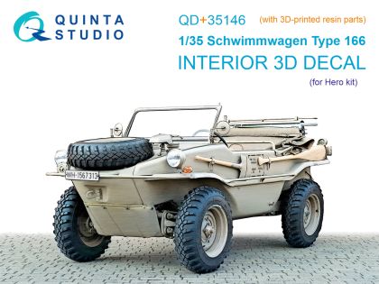 1:35 Schwimmwagen Type 166 3D-Printed & coloured Interior on decal paper (Hero) (with 3D-printed resin parts)