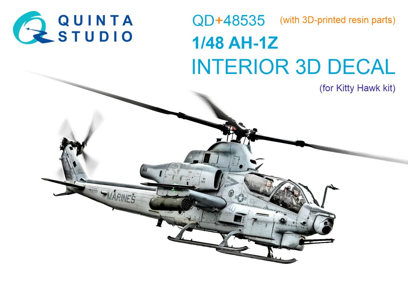 1:48 AH-1Z Zulu Cobra/Viper 3D-Printed & coloured Interior on decal paper (KittyHawk) (with 3D-printed resin parts)