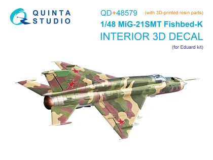 1:48 MiG-21SMT Fishbed-K 3D-Printed & coloured Interior on decal paper (Eduard) (with 3D-printed resin parts)
