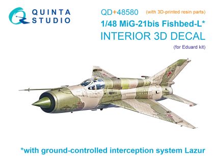 1:48 MiG-21bis early Fishbed-L 3D-Printed & coloured Interior on decal paper (Eduard) (with 3D-printed resin parts)