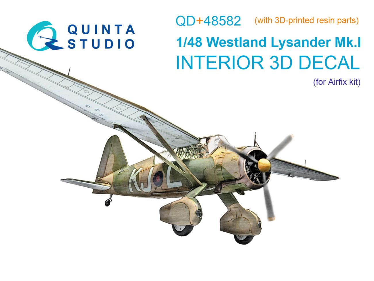 1:48 Westland Lysander Mk.I 3D-Printed & coloured Interior on decal paper (Airfix) (with 3D-printed resin parts)