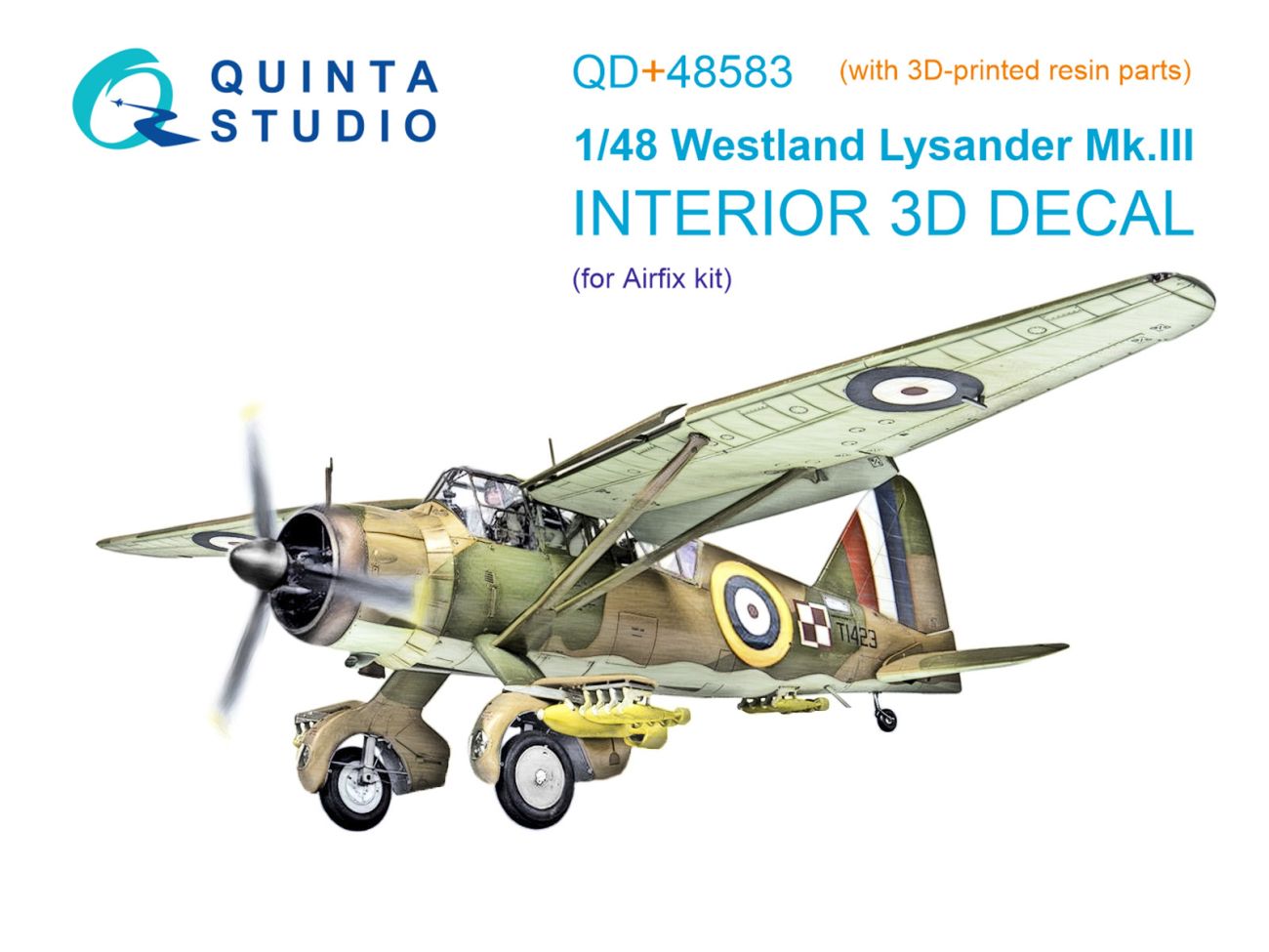 1:48 Westland Lysander Mk.III 3D-Printed & coloured Interior on decal paper (Airfix) (with 3D-printed resin parts)