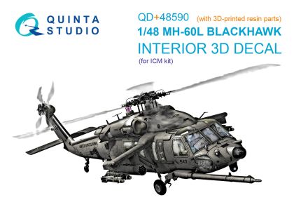 1:48 MH-60L Blackhawk 3D-Printed & coloured Interior on decal paper (ICM) (with 3D-printed resin parts)