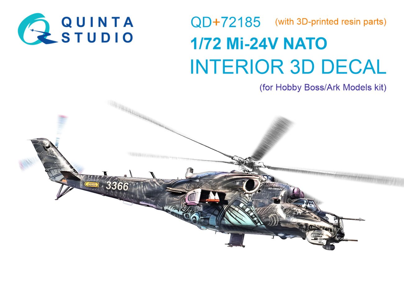 1:72 Mi-24V NATO 3D-Printed & coloured Interior on decal paper (Hobby Boss/ARK Models) (with 3D-printed resin parts)