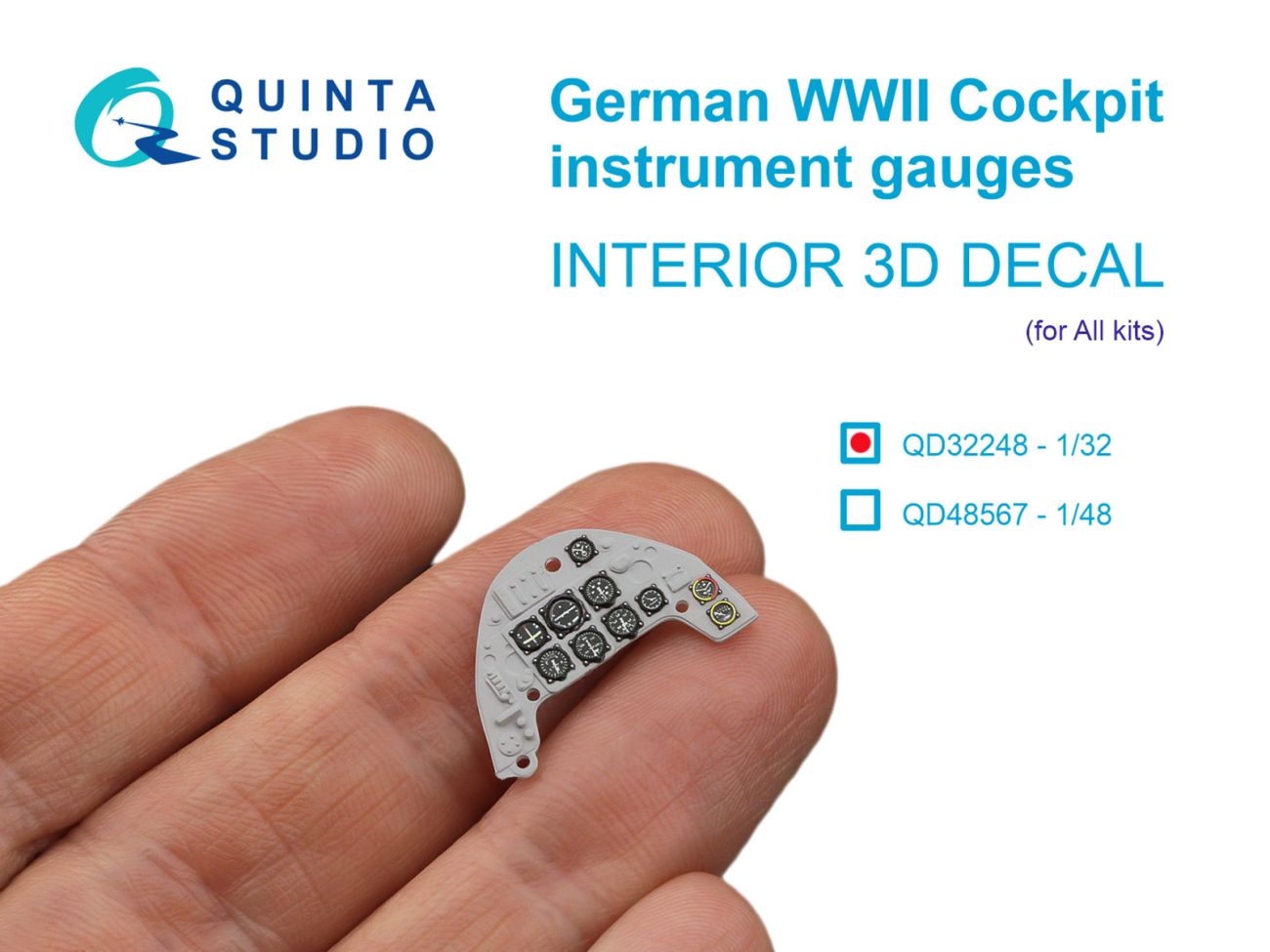 1:32 German WWII Cockpit instrument gauges 3D-Printed & coloured Interior on decal paper (All Kits)