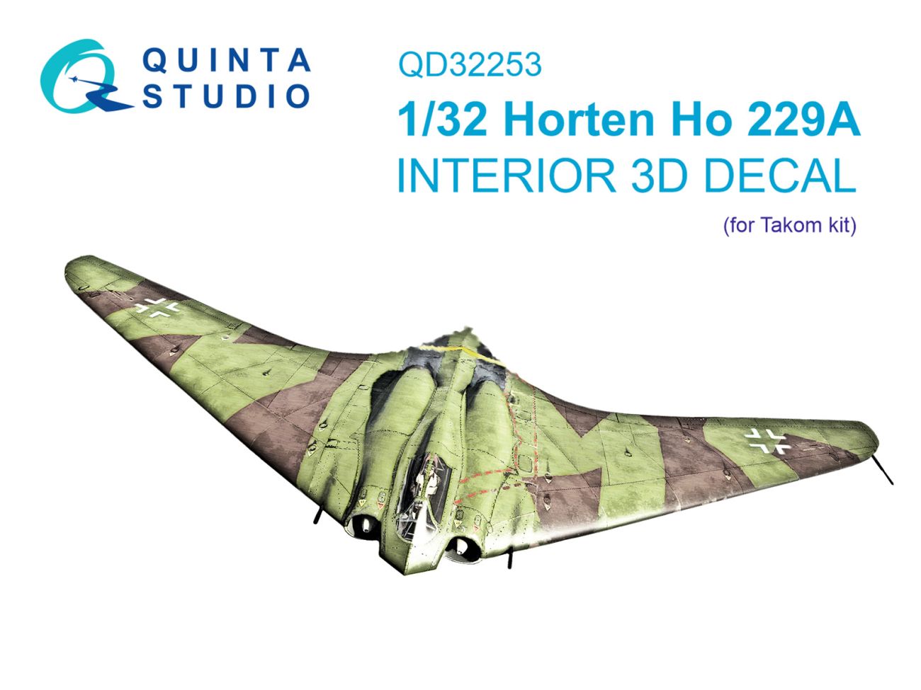 1:32 Horten Ho 229A 3D-Printed & coloured Interior on decal paper (Takom)