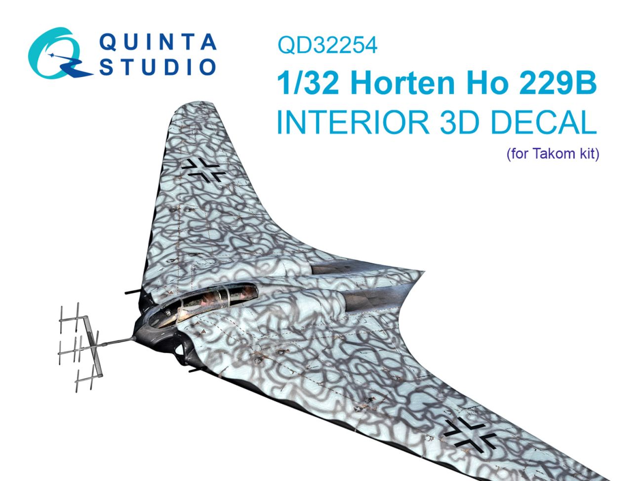 1:32 Horten Ho 229B 3D-Printed & coloured Interior on decal paper (Takom)