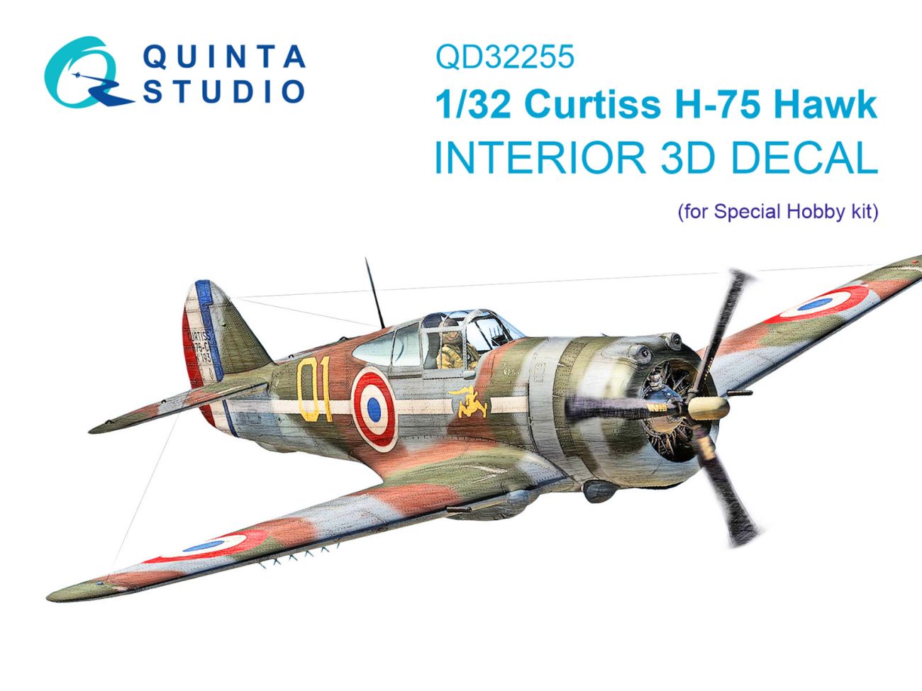 1:32 Curtiss H-75 Hawk 3D-Printed & coloured Interior on decal paper (Special Hobby)