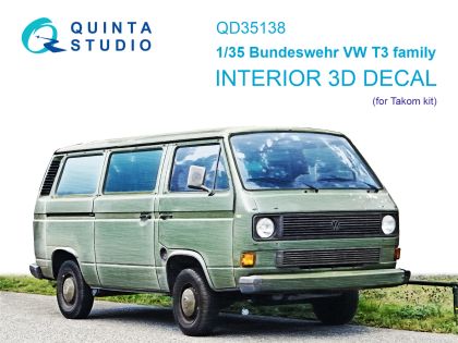 1:35 Bundeswehr VW T3 Family 3D-Printed & coloured Interior on decal paper (Takom)
