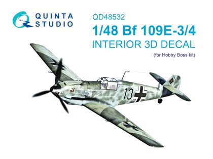 1:48 Bf 109E-3/4 3D-Printed & coloured Interior on decal paper (HobbyBoss)