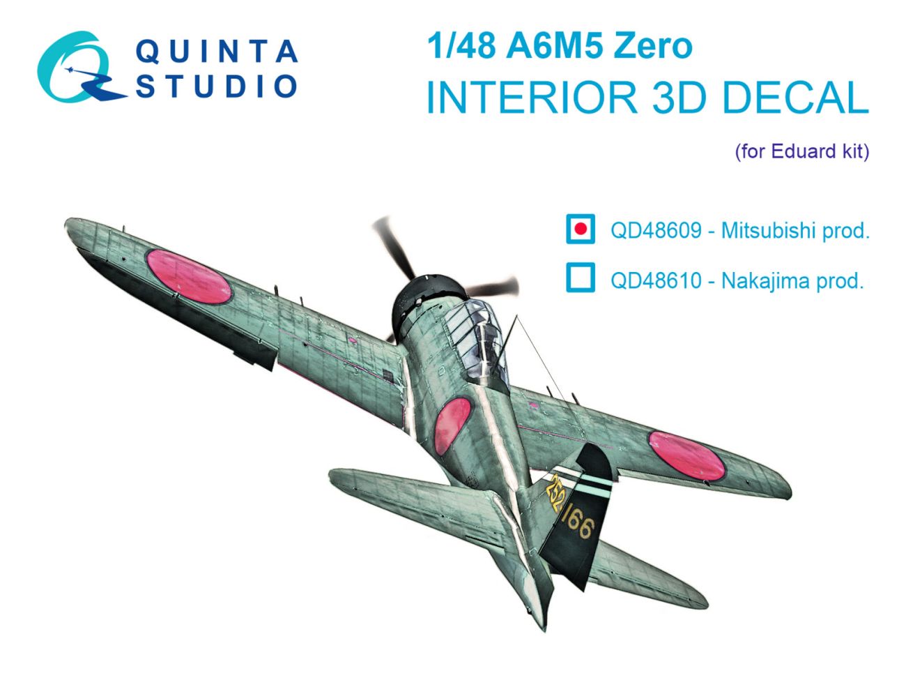 1:48 A6M5 Zero (Mitsubishi Production) 3D-Printed & coloured Interior on decal paper (Eduard)