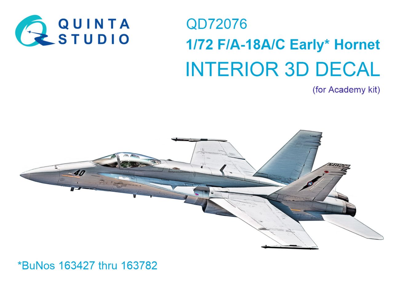 1:72 F/A-18A/C early 3D-Printed & coloured Interior on decal paper (Academy)