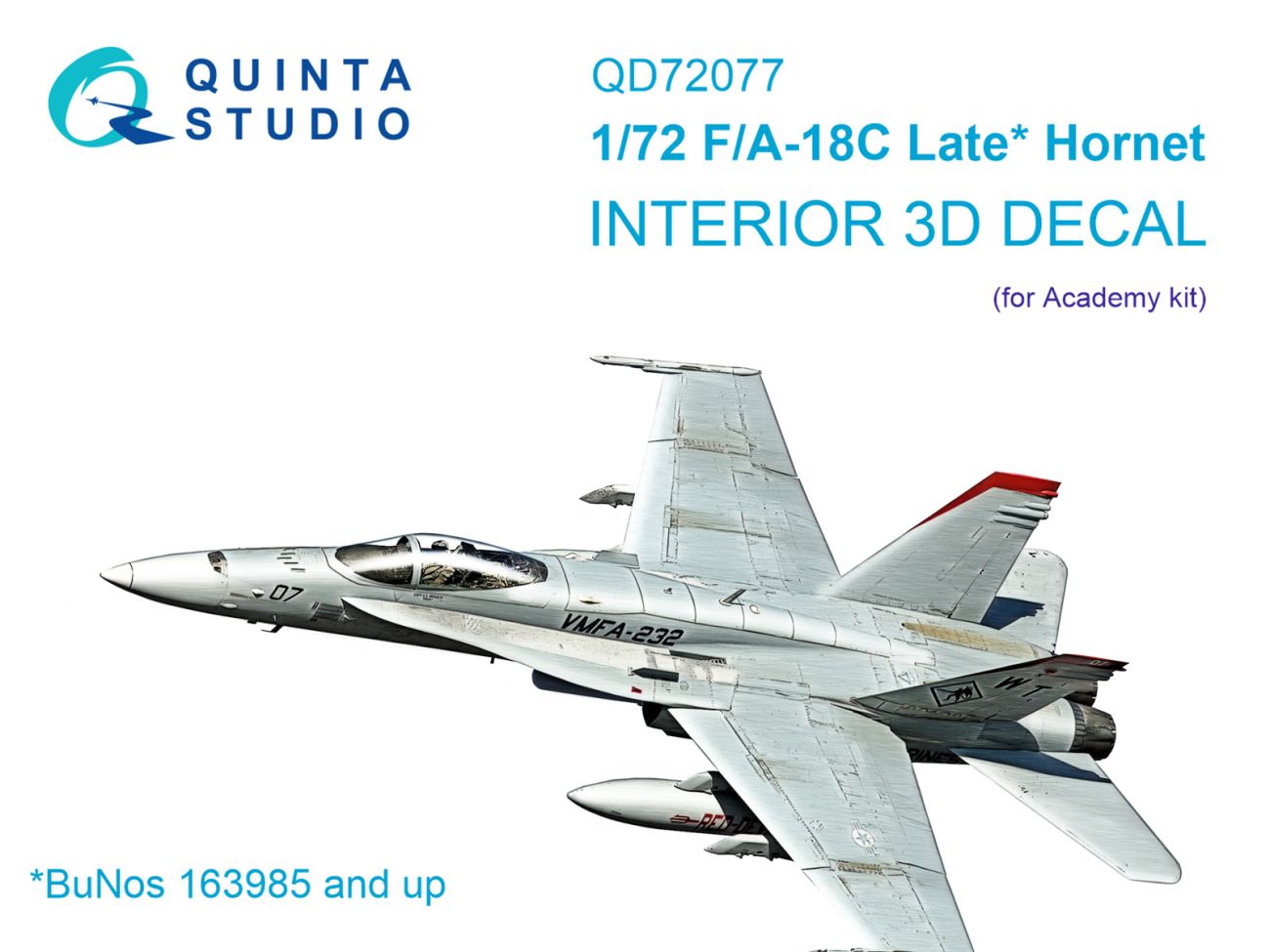 1:72 F/A-18C late 3D-Printed & coloured Interior on decal paper (Academy)